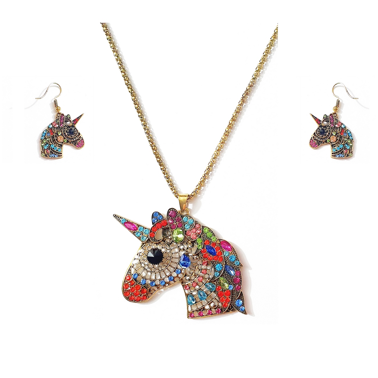 Juego De Joyas Unicornio Vintage + Estuche 